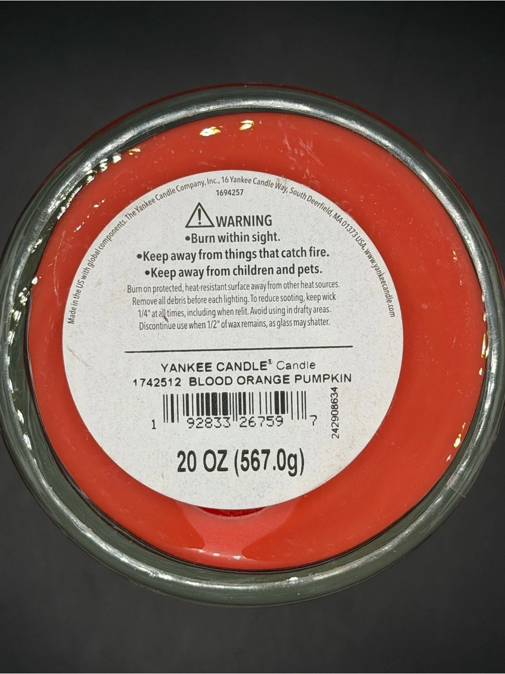 Yankee Candle Blood Orange Pumpkin Large Tumbler Candle - 20 OZ Orange Red